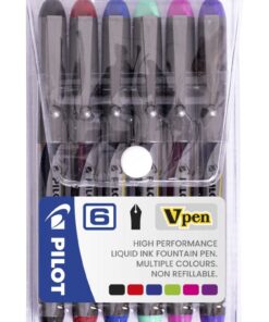 Pilot V Pen Disposable Fountain Pen Wallet of 6 - SVP-4M-6W