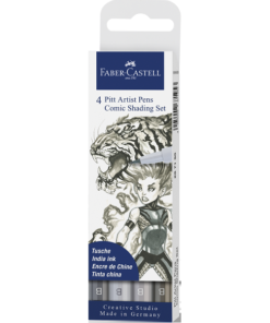 Faber-Castell Pitt Artist India Ink Pen B Comic Shading Grey Wallet Of 4 - A267195