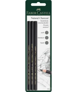 Faber-Castell Pitt Natural Charcoal Pencil Set Of 3, Soft, Medium, Hard - AC117498